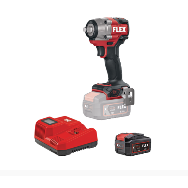 Σετ Μπουλονόκλειδο μπαταρίας FLEX IW 1/2” 400 18.0-EC με μπαταρία 5.0Ah