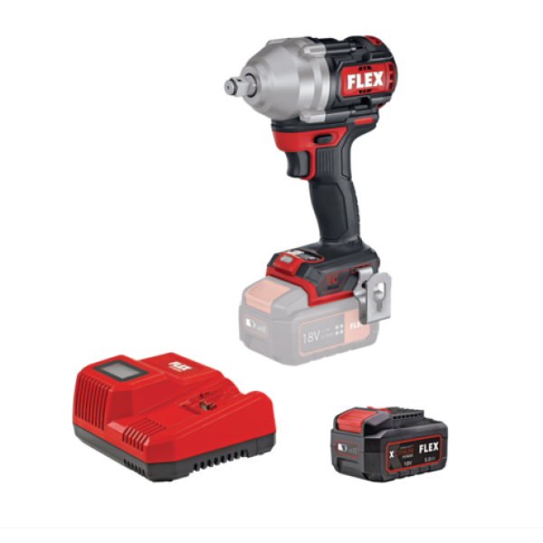 Σετ Μπουλονόκλειδο μπαταρίας FLEX IW 1/2” 750 18.0-EC με μπαταρία 5.0Ah