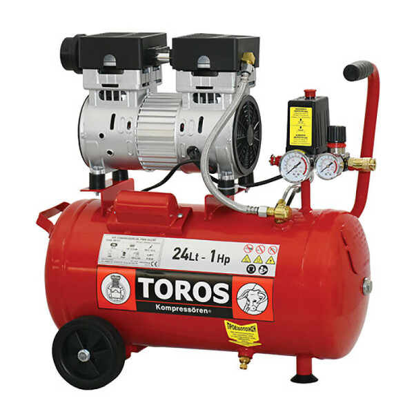 Αεροσυμπιεστής Toros Χαμηλού Θορύβου 1hp 24lt