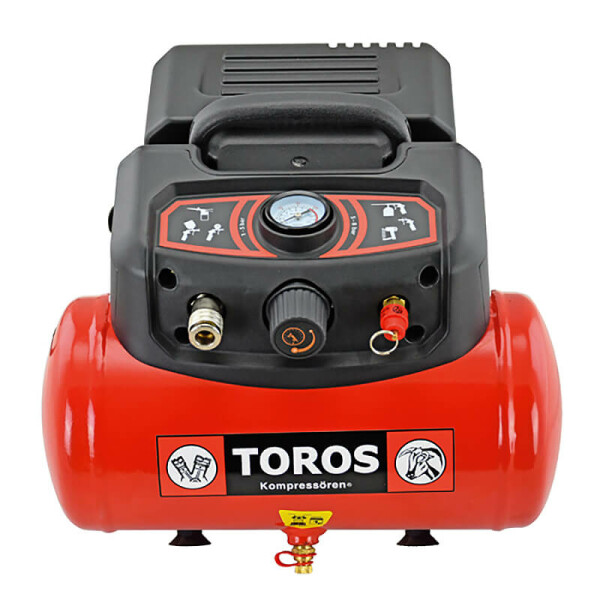 Αεροσυμπιεστής Toros 1.5hp 6lt Μονομπλόκ OilFree